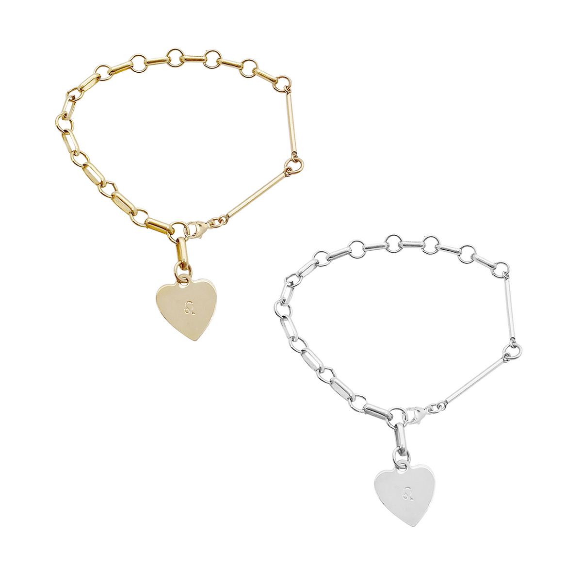 Heart Charm Bracelet in 14K Gold - 7.5