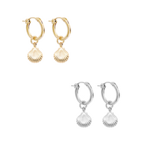 Paris Hoop - Large Shell - Gold, Silver >>
