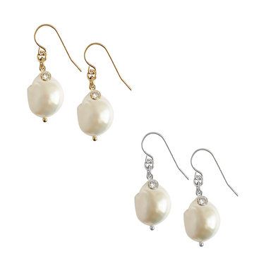 Baroque Pearl with Stone Earrings