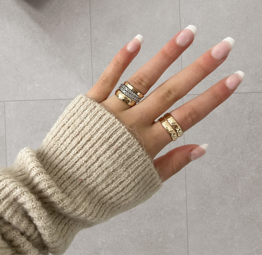 Heavy Hammered Ring Band Gold and Silver Online Misuzi