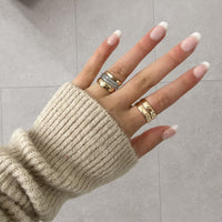 Heavy Hammered Ring Band - Gold, Silver >>