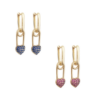 Dillon - Juliet Heart Earrings- Pink, Sapphire >>