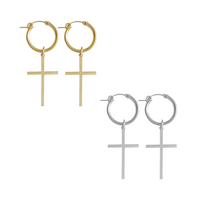 Paris Hoop - Large Cross in Gold, Silver Rose Gold Colors