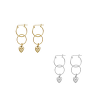 Double Ring Heart Hoops