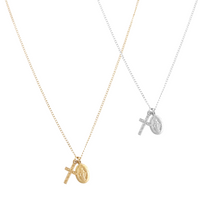 Georgia - Mini Vintage Charm and Cross Necklace in Gold & Silver