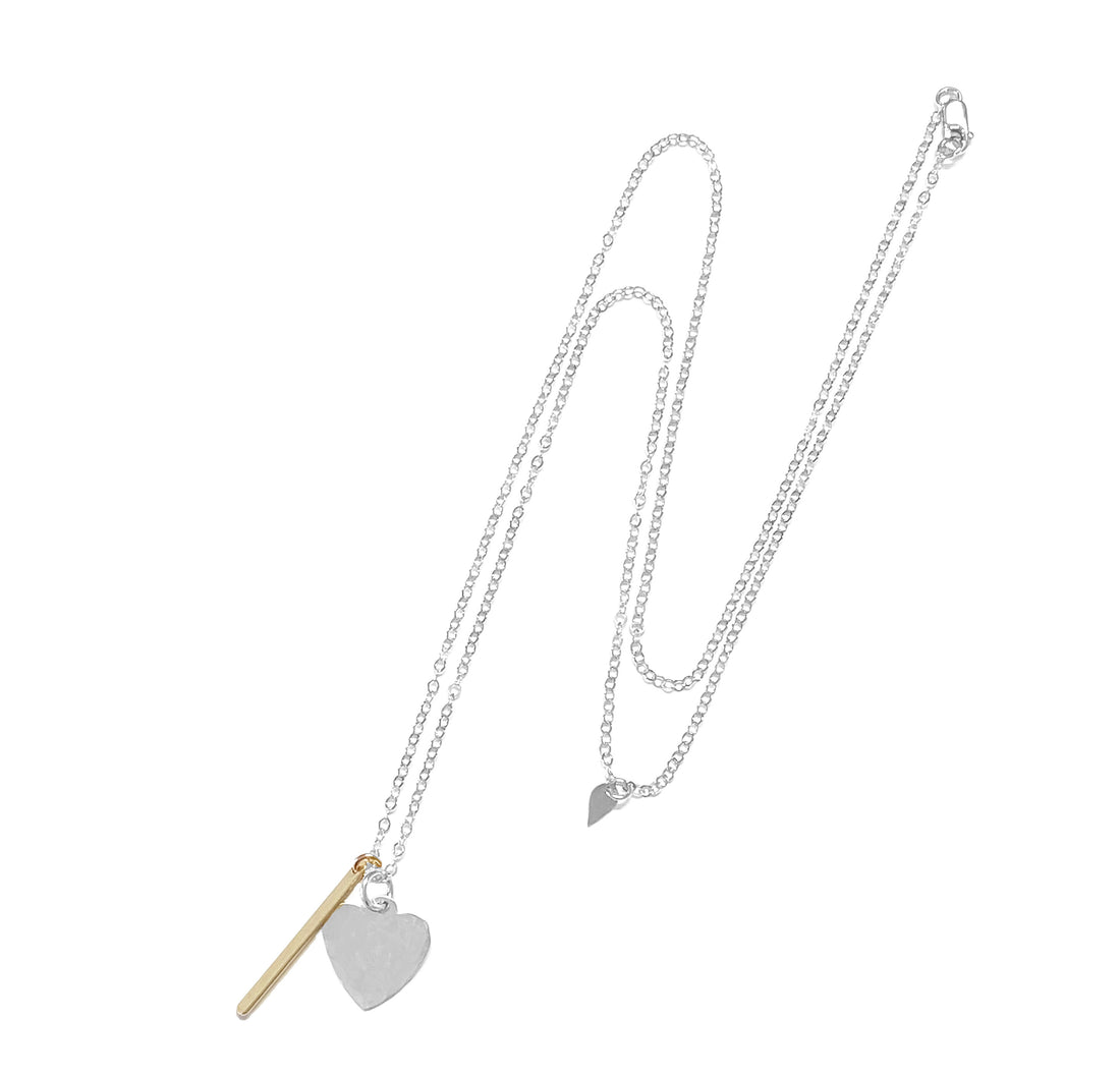 Heart and Bar Charm Necklace