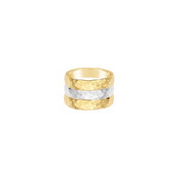 Heavy Hammered Ring Band - Gold, Silver >>
