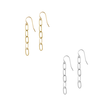 Jamie Long Chain Earring - Gold, Silver >>