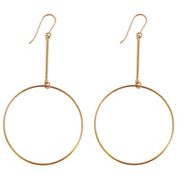 Large Ring on Bar Earrings in Gold and Silver Color