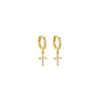 Dillon - Mini Crystal Hoop with Cross Charm