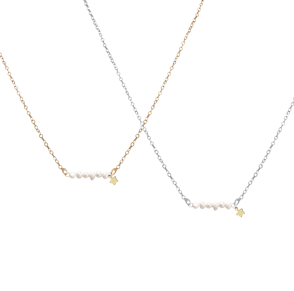 The Macy Necklace Keshi Pearl and Star Necklace