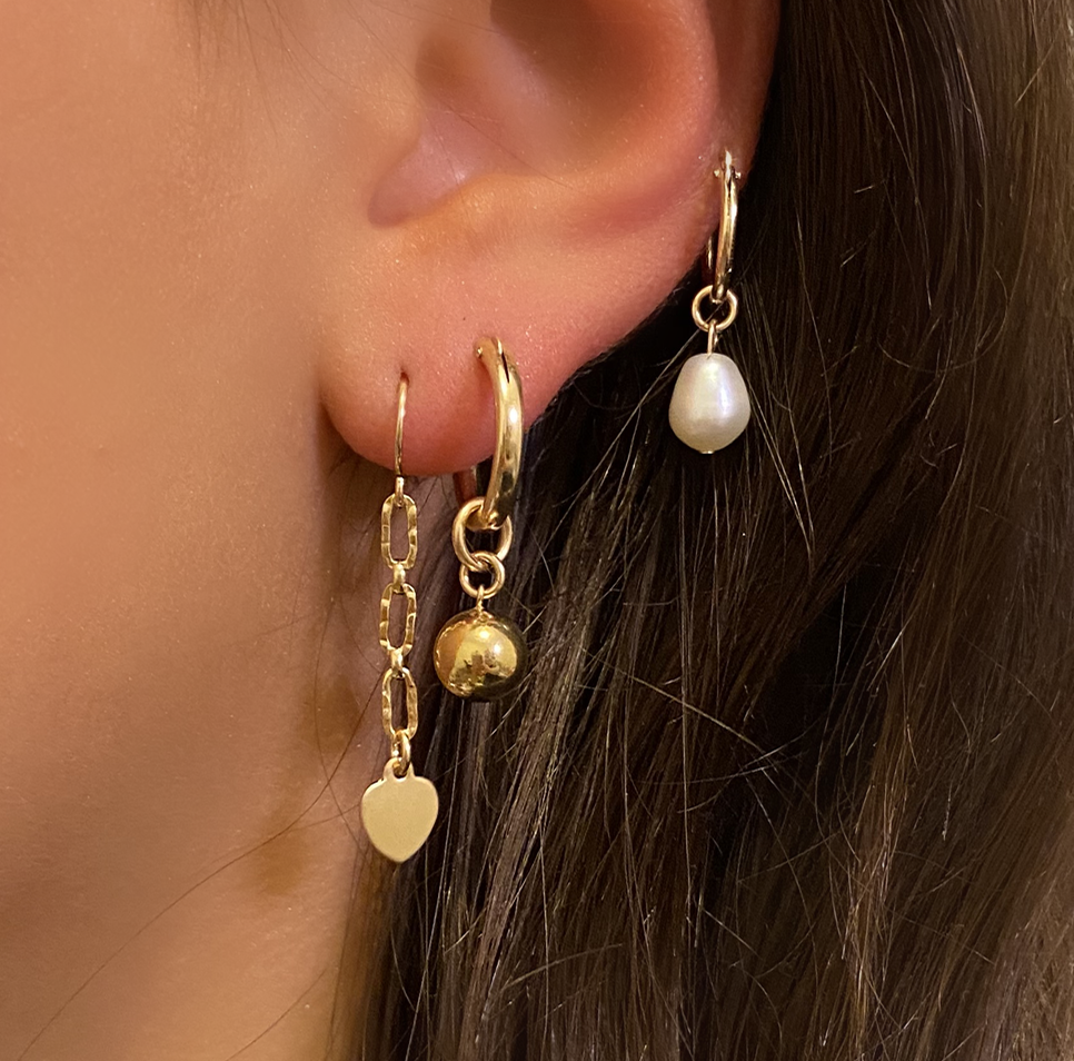 Ball hoop earrings gold deals