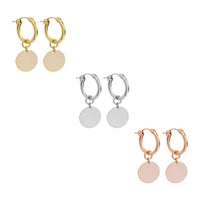 Paris Hoop with Disc- Gold, Silver, Rose Gold