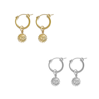 Paris Hoop -Sun Charm - Gold, Silver >>