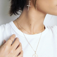 Paris Hoop - Large Cross - Gold, Silver, Rose Gold >>