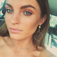Large Ring on Bar Earrings - Gold, Silver >>