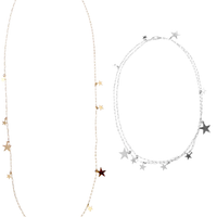 Multi Star Disc Necklace in Gold, Silver