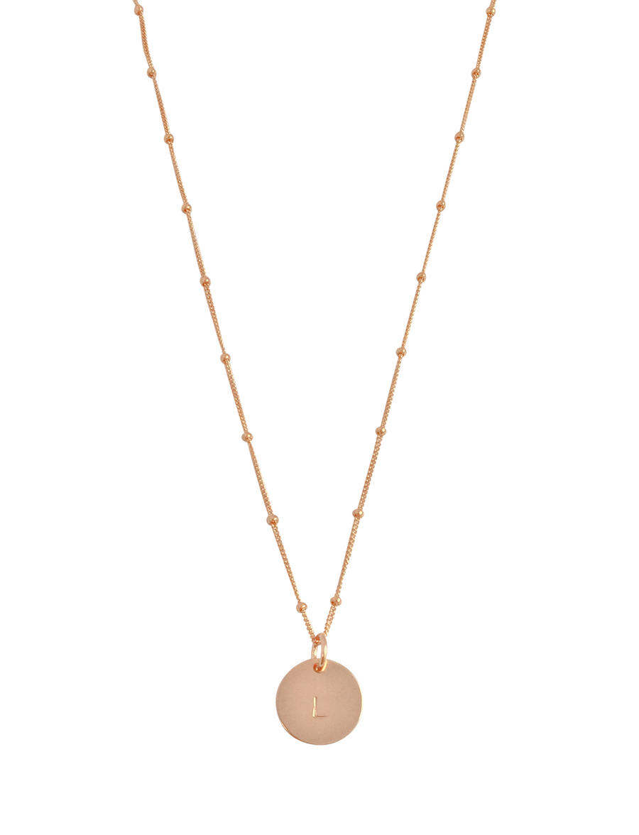 The Aria - Classic Disc Necklace on Bead Chain 18" in Rose Gold Color
