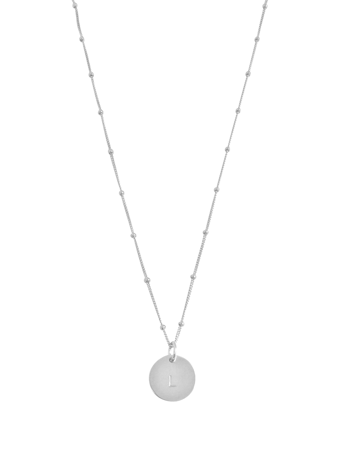 The Aria - Classic Disc Necklace on Bead Chain 18" in Silver Color