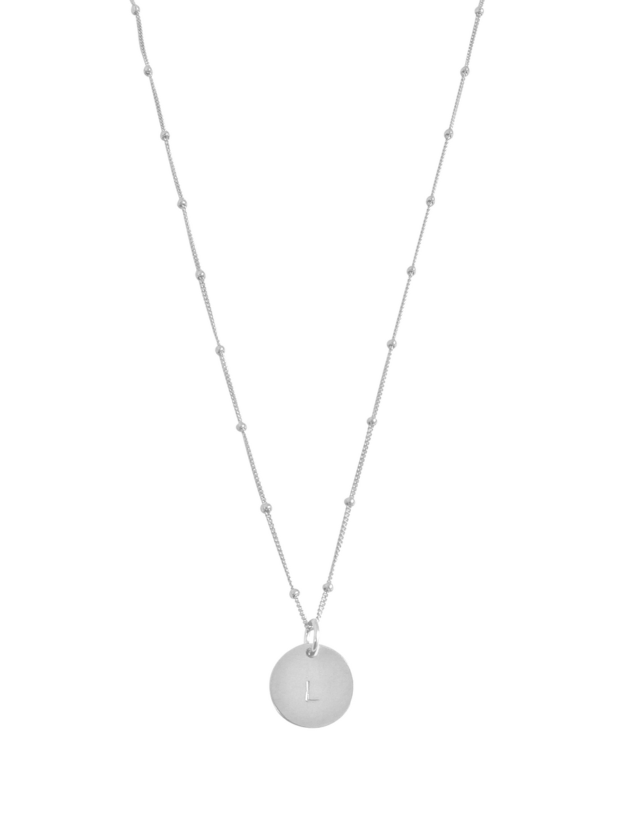 The Aria - Classic Disc Necklace on Bead Chain 18" in Silver Color