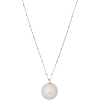 The Aria Large - Silver Disc Necklace on Bead Chain 18"