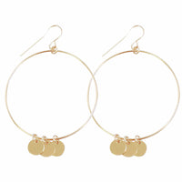 Large Ring with Charms Earrings in Gold Color