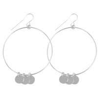 Large Ring with Charms Earrings in Silver Color