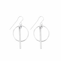 Ring and Bar Earrings in Silver Color