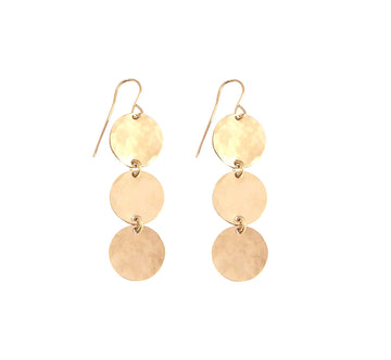 Triple Classic Earring Hammered in Gold, Silver, Rose Gold