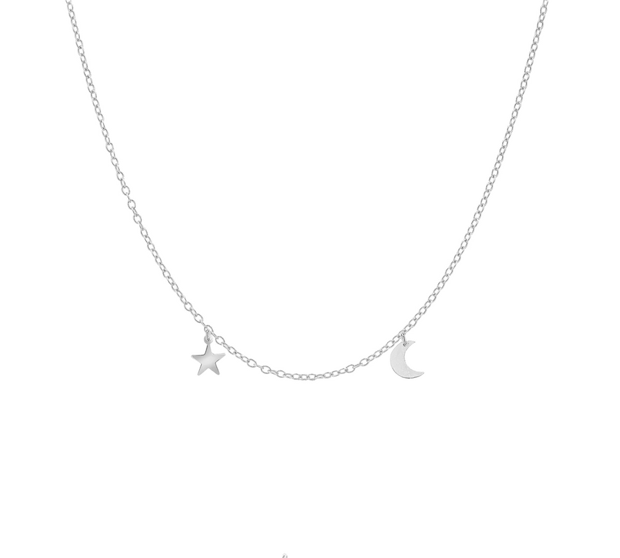 Asher - Mini Star and Moon Neckace - Gold, Silver, Rose Gold >>