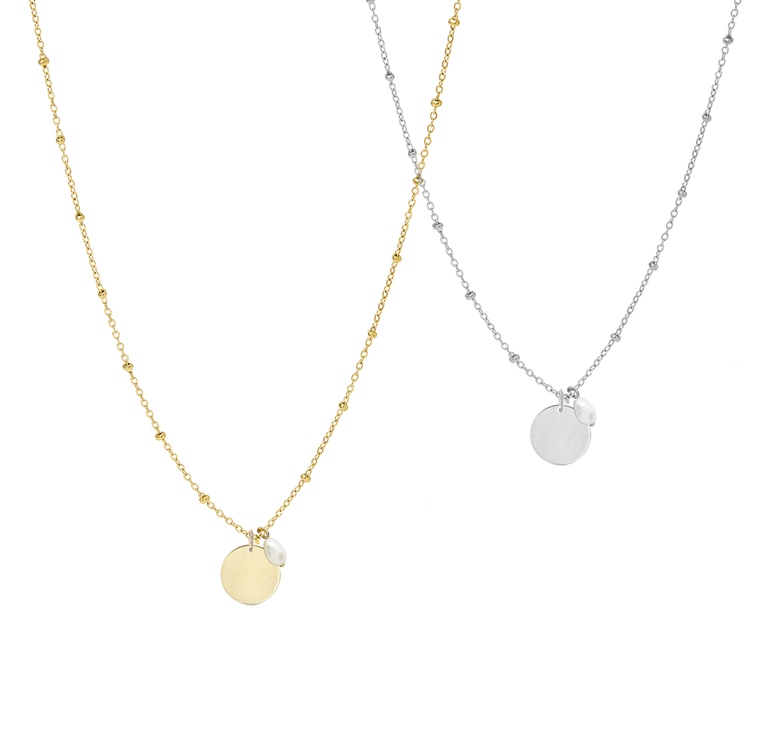 Aria Pearl Disc Necklace