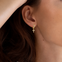 Dillon - Mini Crystal Hoop with Cross Charm