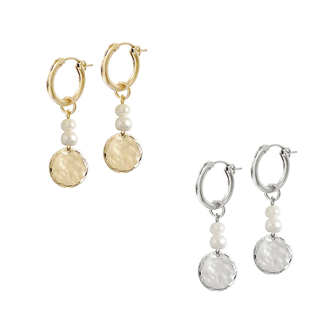 Double Pearl and Disc Earring