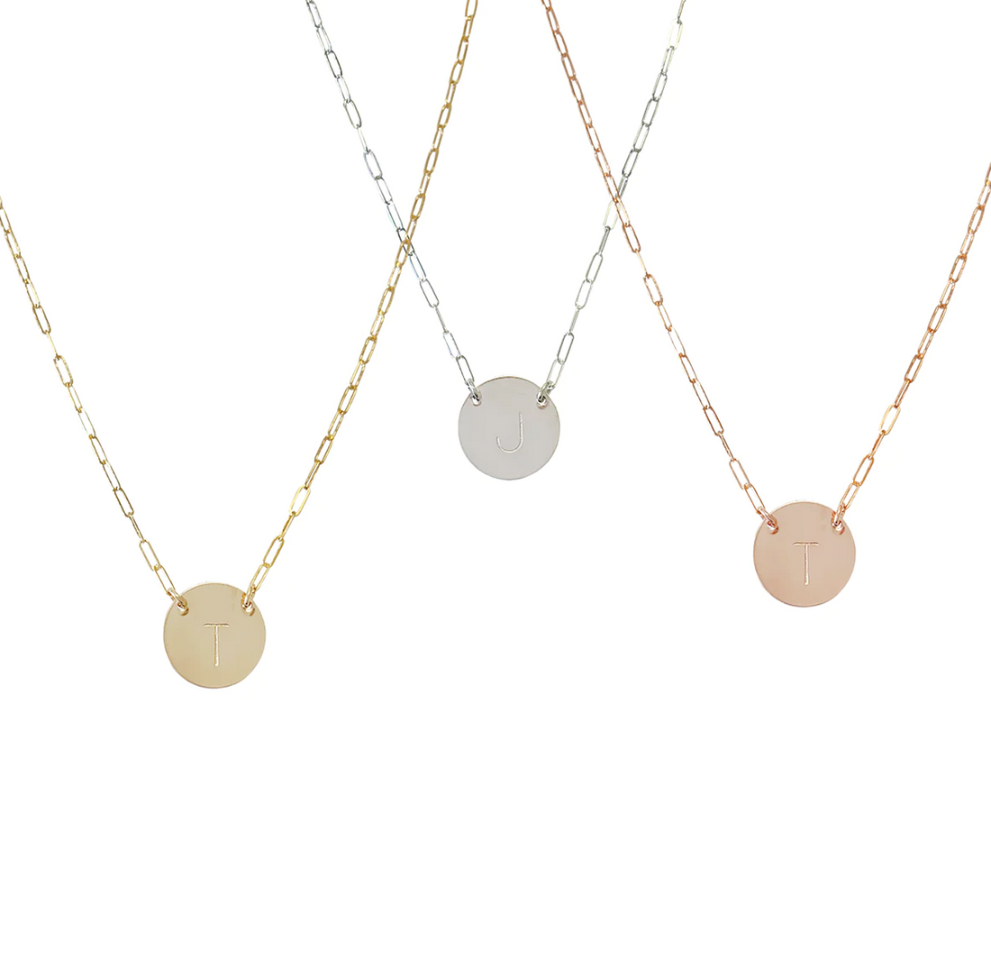Double Connected Stamped Initial Disc Necklace – JENNY and JUDE