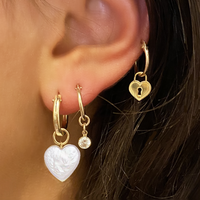 Paris Marni Heart Hoop Earring - Gold, Silver , Rose Gold >>