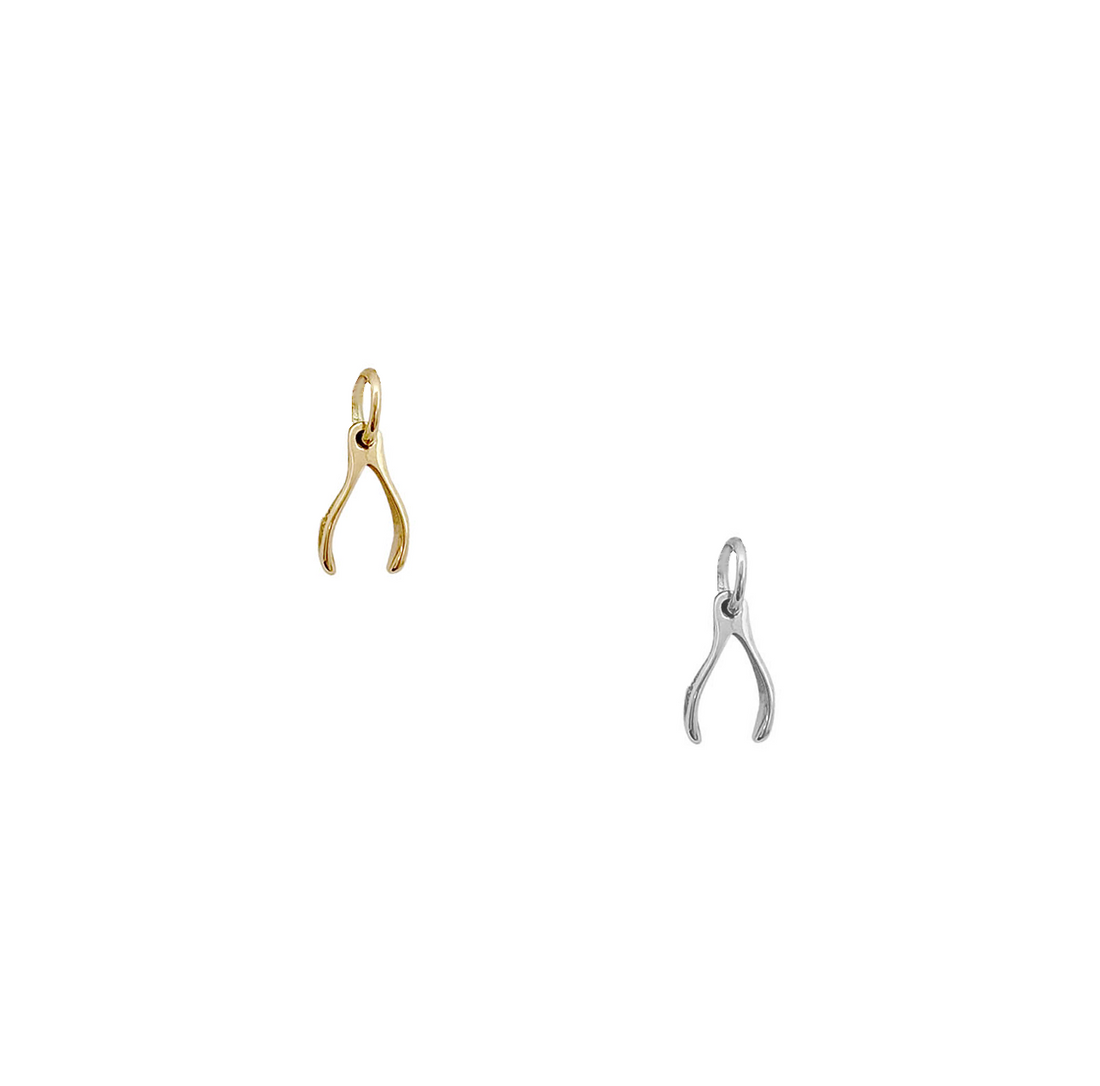 Mini Wishbone Charm- Gold,Silver >>>