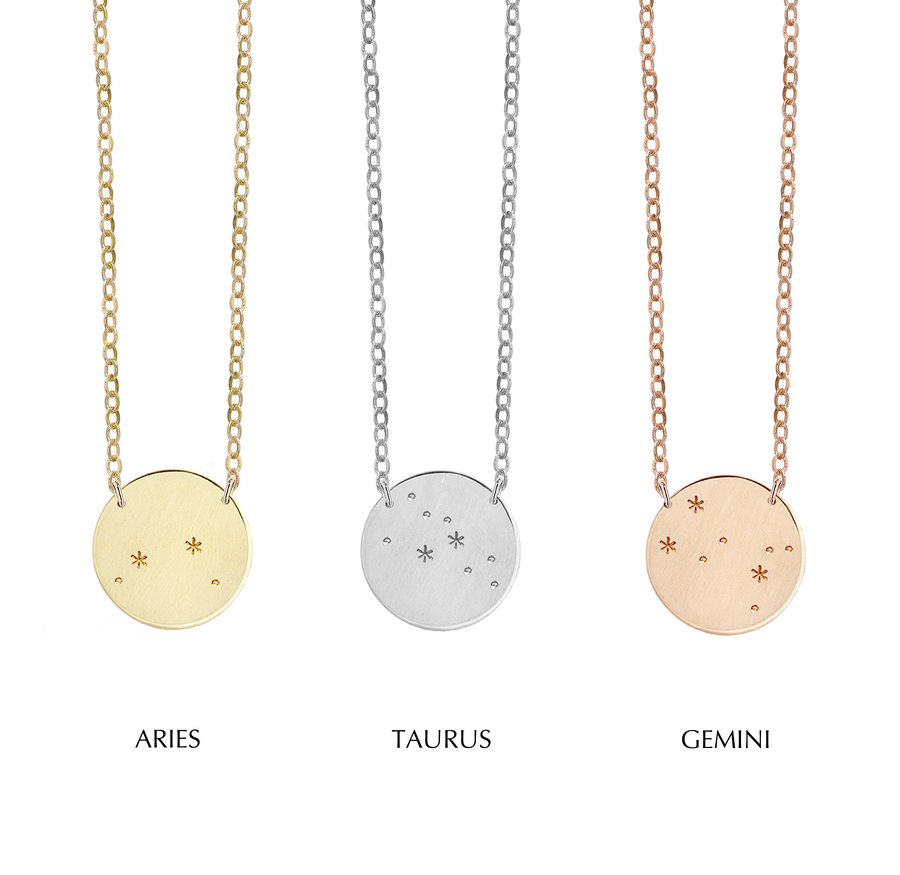 Zodiac Constellation necklace - Gold, Silver, Rose Gold >>