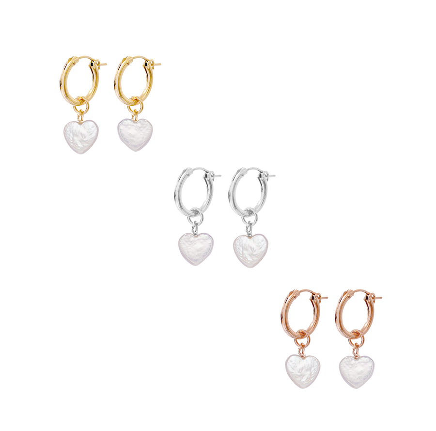 Paris Marni Heart Hoop Earring - Gold, Silver , Rose Gold >>