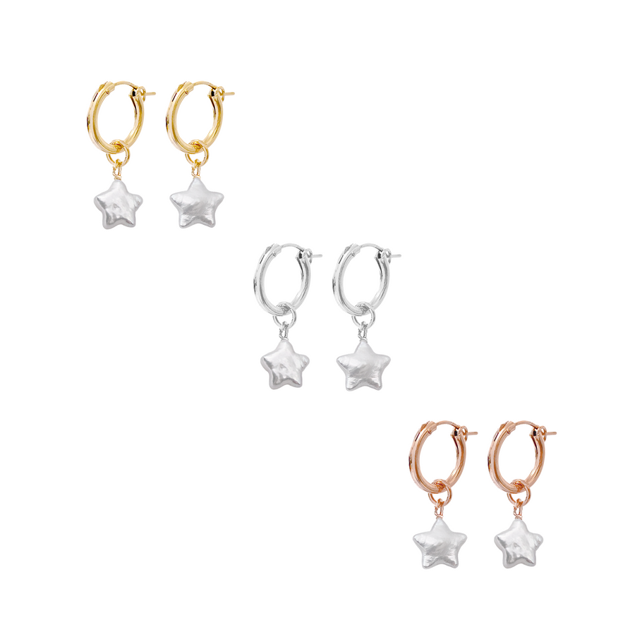 Paris Hoop Marni Star Earring - Gold, Silver, Rose Gold >>