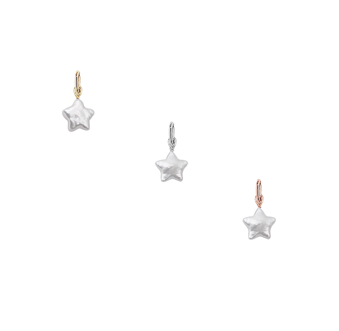 Freshwater Pearl Star Charm - Gold,Silver, Rose Gold >>>