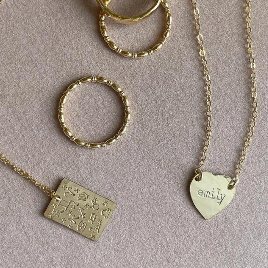 Mimi - Heart Initial Necklace- Gold, Silver, Rose Gold >>