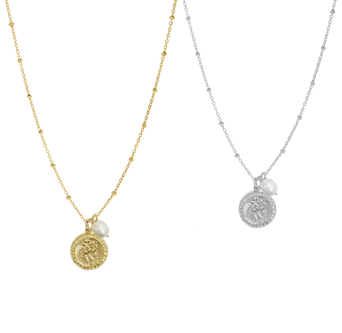 Jada St Christopher Pearl necklace - Gold, Silver >>