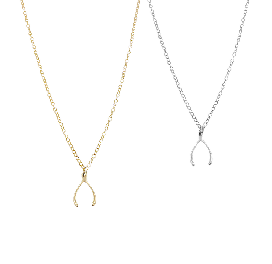 Wishbone Necklace - Gold, Silver >>