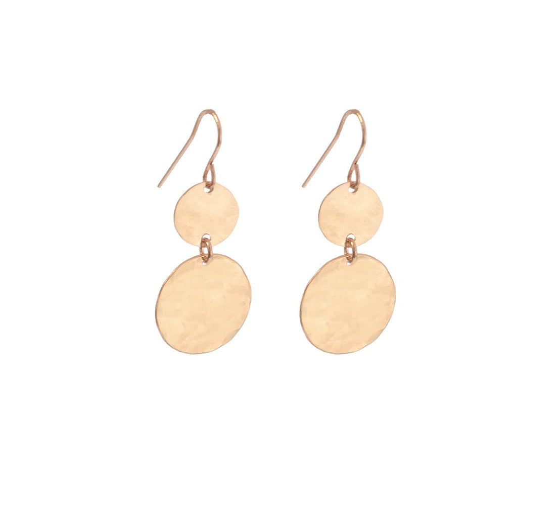 Double Mini and Large Disc Earring in Rose Gold