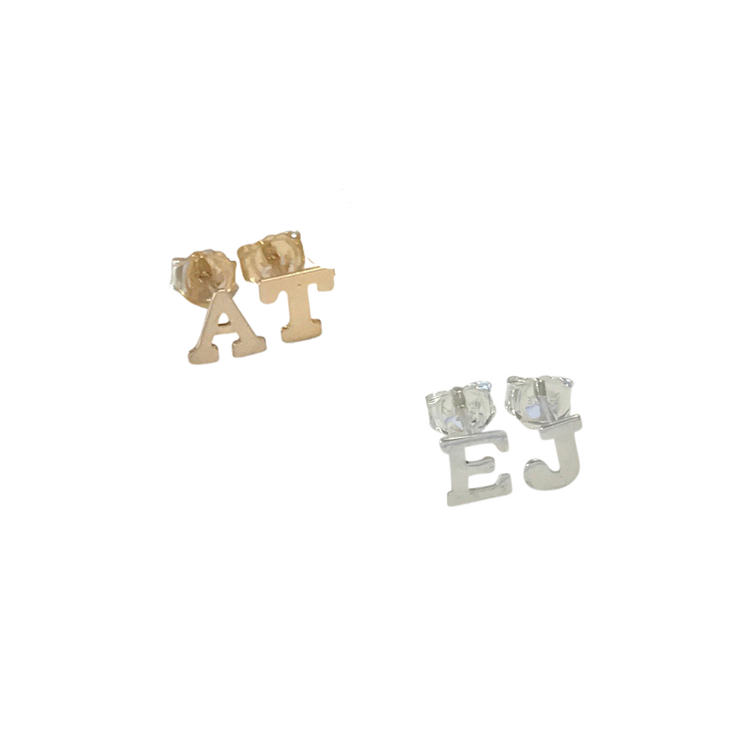 Alphabet City Initial-Two Letter Earings in Gold & Silver