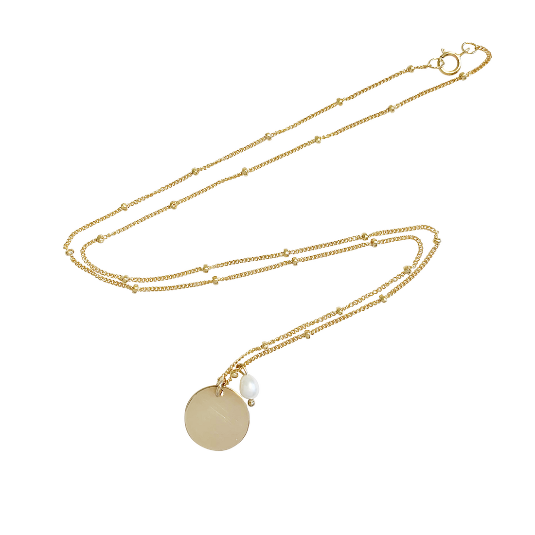 Aria Pearl Classic Disc Necklace in Gold