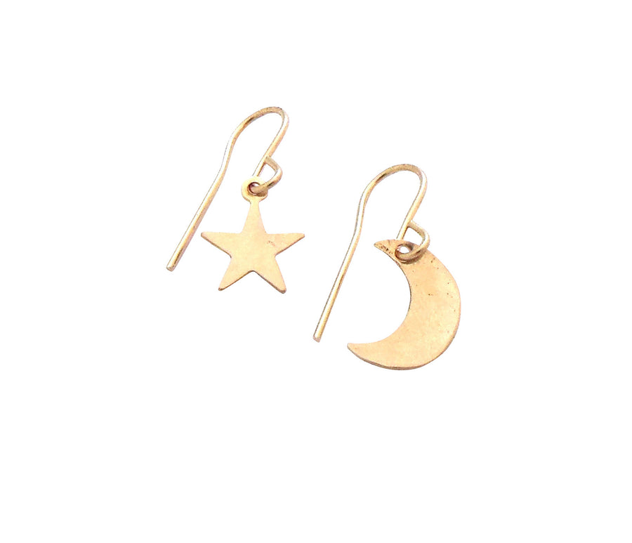 Asher Earrings - Mini Moon and Star in Gold & Silver