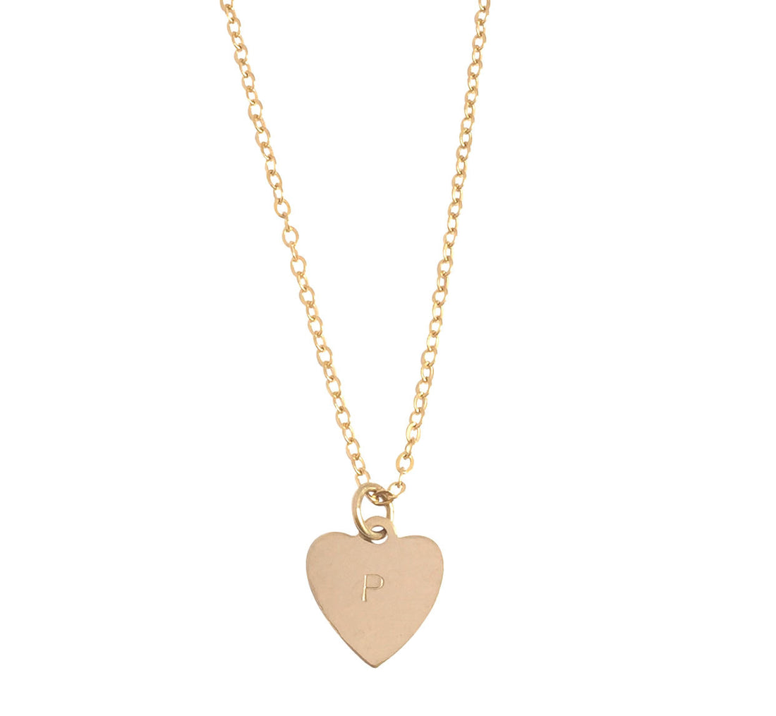  Heart Initial Necklace 18/20" Thicker Chain in Gold Color