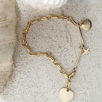 Carrie Heart Bracelet - Gold, Silver  >>
