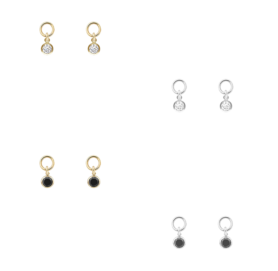 Cubic Zirconia Earring Charms - Gold,Silver  >>>